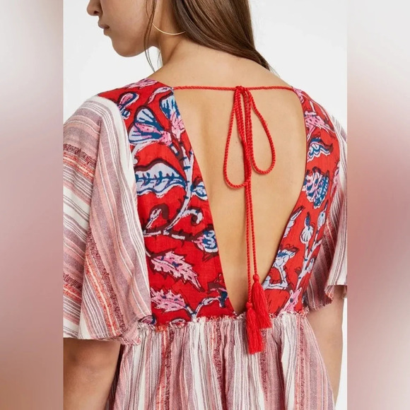 Free People Under the  Sun Tunic Top Red Rome - Picture 5 of 13